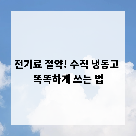 전기료 절약! 수직 냉동고 똑똑하게 쓰는 법