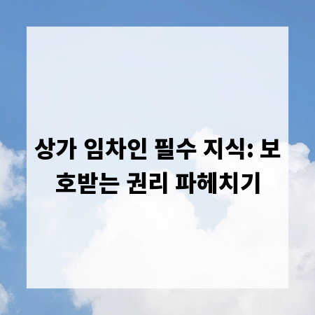 상가 임차인 필수 지식: 보호받는 권리 파헤치기