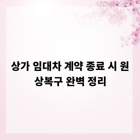 상가 임대차 계약 종료 시 원상복구 완벽 정리