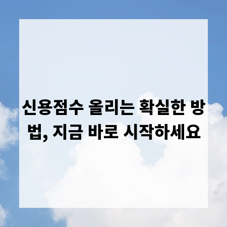 신용점수 올리는 확실한 방법, 지금 바로 시작하세요