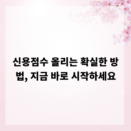 신용점수 올리는 확실한 방법, 지금 바로 시작하세요