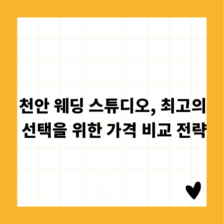 천안 웨딩 스튜디오, 최고의 선택을 위한 가격 비교 전략