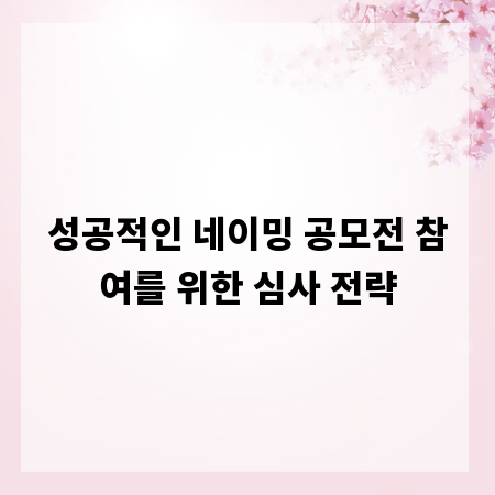 성공적인 네이밍 공모전 참여를 위한 심사 전략