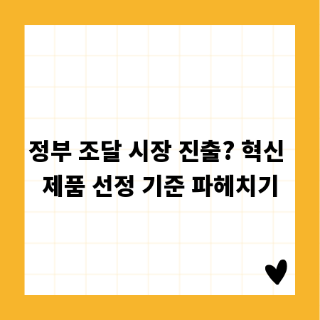 정부 조달 시장 진출? 혁신 제품 선정 기준 파헤치기