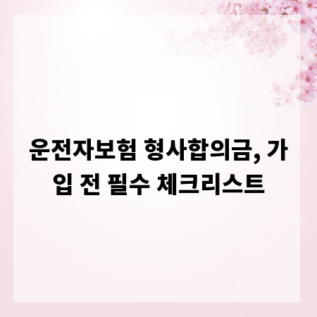 운전자보험 형사합의금, 가입 전 필수 체크리스트