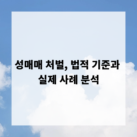 성매매 처벌, 법적 기준과 실제 사례 분석
