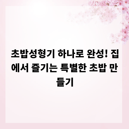초밥성형기 하나로 완성! 집에서 즐기는 특별한 초밥 만들기