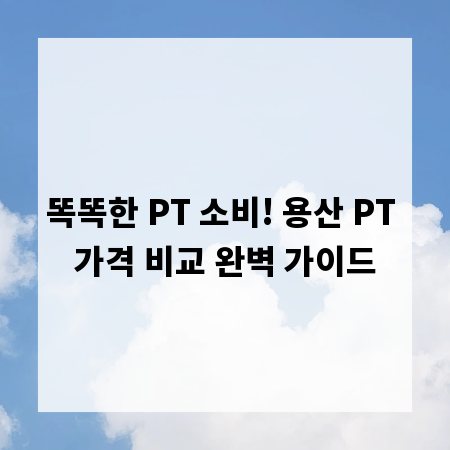 똑똑한 PT 소비! 용산 PT 가격 비교 완벽 가이드