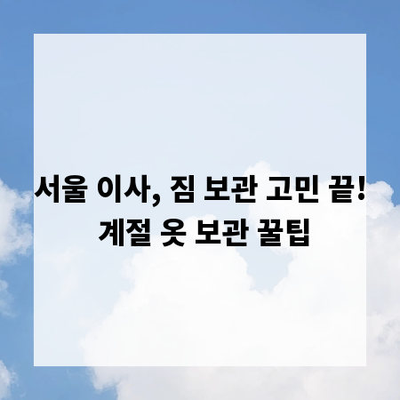 서울 이사, 짐 보관 고민 끝! 계절 옷 보관 꿀팁
