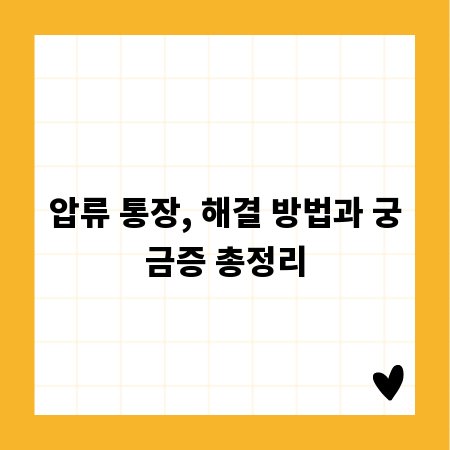압류 통장, 해결 방법과 궁금증 총정리