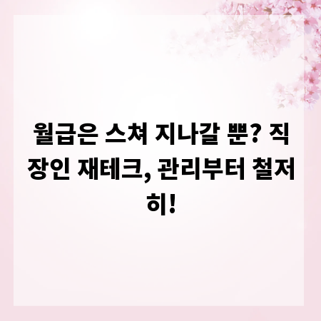 월급은 스쳐 지나갈 뿐? 직장인 재테크, 관리부터 철저히!
