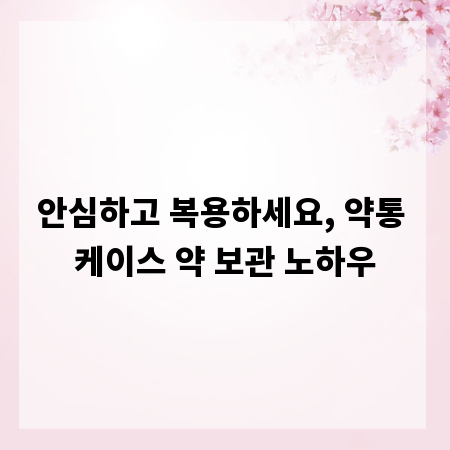 안심하고 복용하세요, 약통 케이스 약 보관 노하우