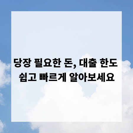 당장 필요한 돈, 대출 한도 쉽고 빠르게 알아보세요
