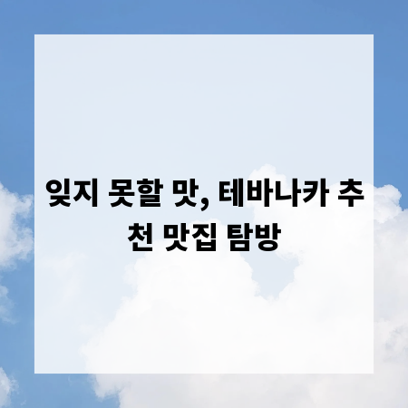 잊지 못할 맛, 테바나카 추천 맛집 탐방