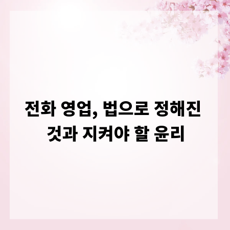 전화 영업, 법으로 정해진 것과 지켜야 할 윤리