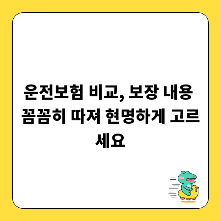 운전보험 비교, 보장 내용 꼼꼼히 따져 현명하게 고르세요