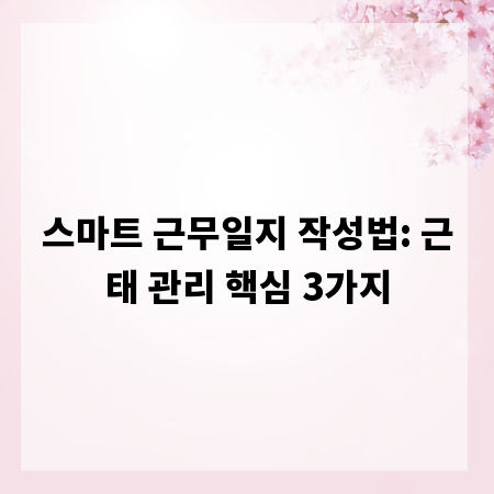 스마트 근무일지 작성법: 근태 관리 핵심 3가지
