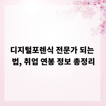 디지털포렌식 전문가 되는 법, 취업 연봉 정보 총정리