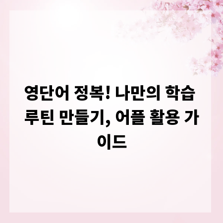 영단어 정복! 나만의 학습 루틴 만들기, 어플 활용 가이드