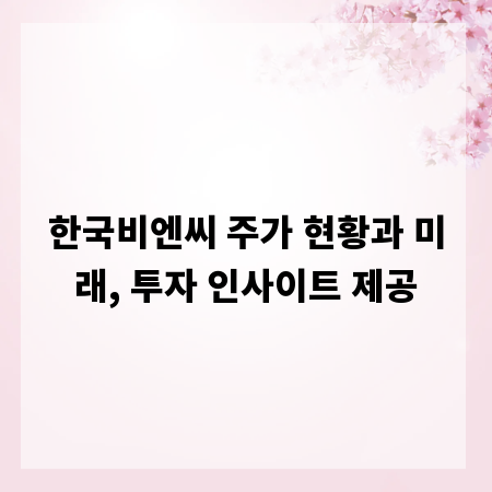 한국비엔씨 주가 현황과 미래, 투자 인사이트 제공