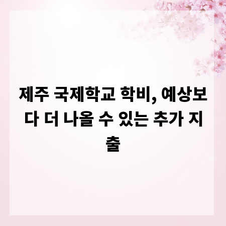 제주 국제학교 학비, 예상보다 더 나올 수 있는 추가 지출