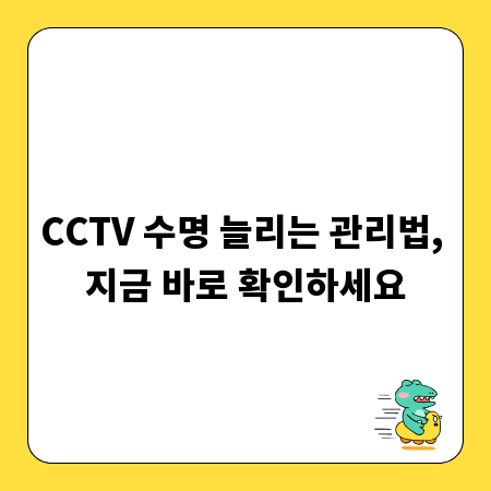 CCTV 수명 늘리는 관리법, 지금 바로 확인하세요