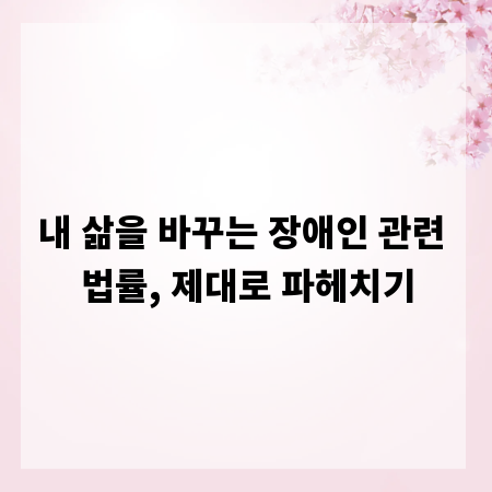 내 삶을 바꾸는 장애인 관련 법률, 제대로 파헤치기