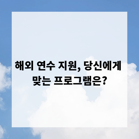 해외 연수 지원, 당신에게 맞는 프로그램은?