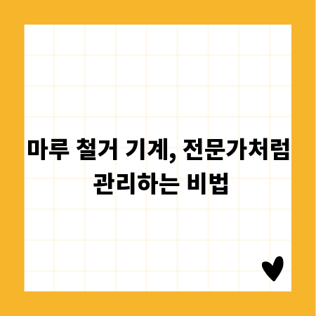 마루 철거 기계, 전문가처럼 관리하는 비법