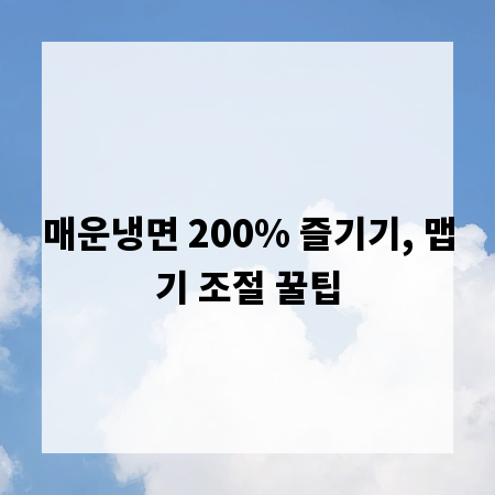매운냉면 200% 즐기기, 맵기 조절 꿀팁