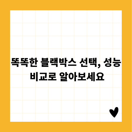 똑똑한 블랙박스 선택, 성능 비교로 알아보세요
