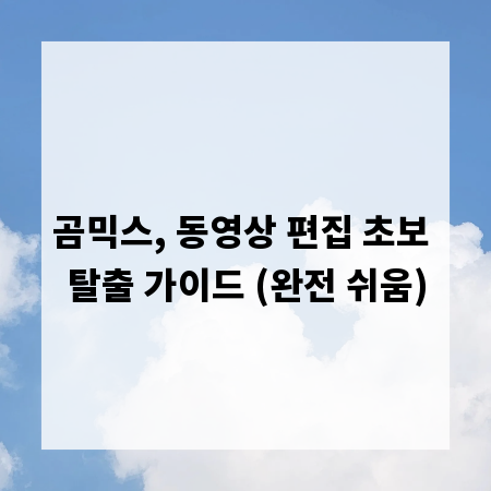곰믹스, 동영상 편집 초보 탈출 가이드 (완전 쉬움)