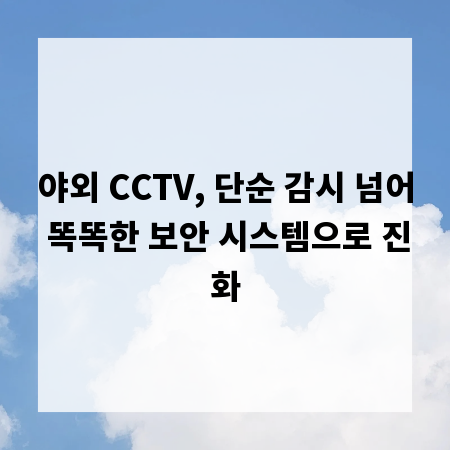 야외 CCTV, 단순 감시 넘어 똑똑한 보안 시스템으로 진화