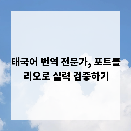 태국어 번역 전문가, 포트폴리오로 실력 검증하기