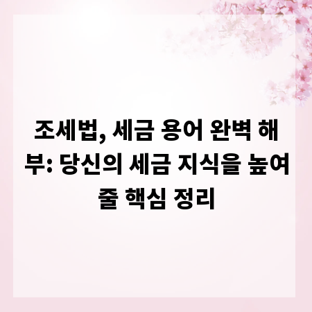조세법, 세금 용어 완벽 해부: 당신의 세금 지식을 높여줄 핵심 정리