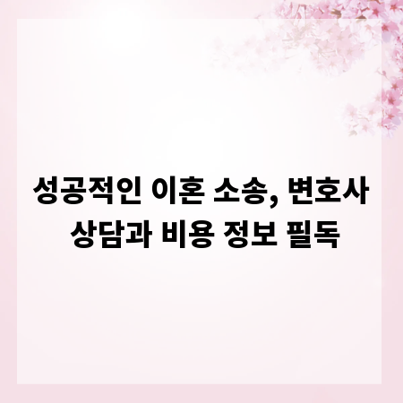 성공적인 이혼 소송, 변호사 상담과 비용 정보 필독
