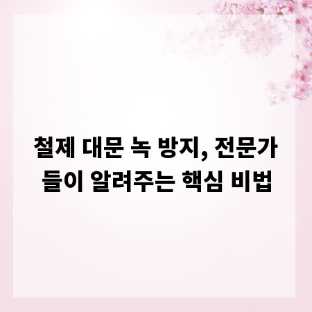 철제 대문 녹 방지, 전문가들이 알려주는 핵심 비법
