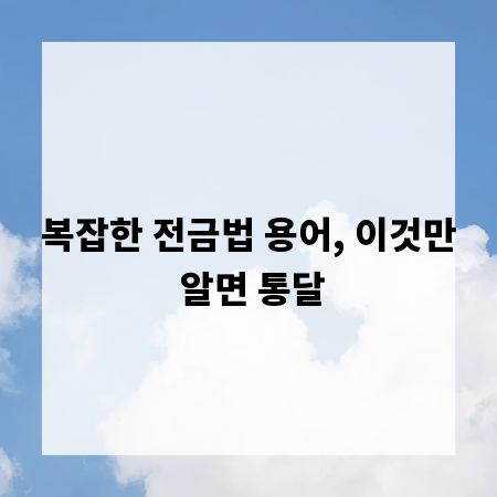 복잡한 전금법 용어, 이것만 알면 통달