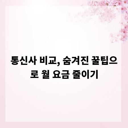 통신사 비교, 숨겨진 꿀팁으로 월 요금 줄이기