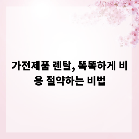 가전제품 렌탈, 똑똑하게 비용 절약하는 비법