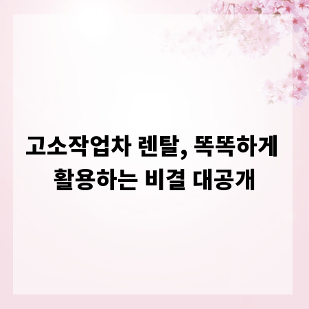 고소작업차 렌탈, 똑똑하게 활용하는 비결 대공개