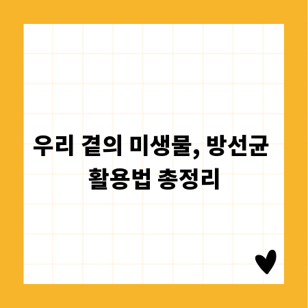 우리 곁의 미생물, 방선균 활용법 총정리