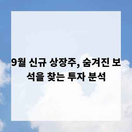 9월 신규 상장주, 숨겨진 보석을 찾는 투자 분석