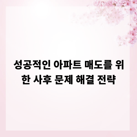 성공적인 아파트 매도를 위한 사후 문제 해결 전략