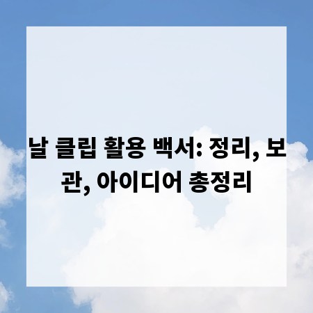 날 클립 활용 백서: 정리, 보관, 아이디어 총정리