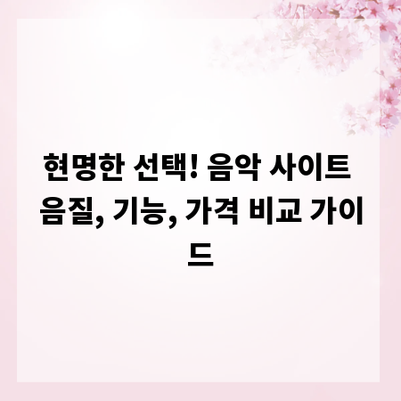 현명한 선택! 음악 사이트 음질, 기능, 가격 비교 가이드