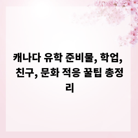 캐나다 유학 준비물, 학업, 친구, 문화 적응 꿀팁 총정리