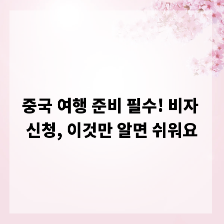 중국 여행 준비 필수! 비자 신청, 이것만 알면 쉬워요