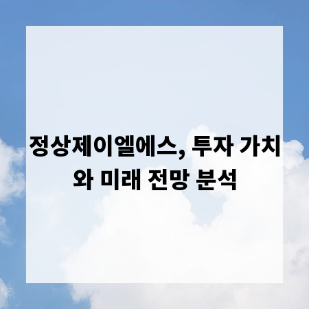 정상제이엘에스, 투자 가치와 미래 전망 분석