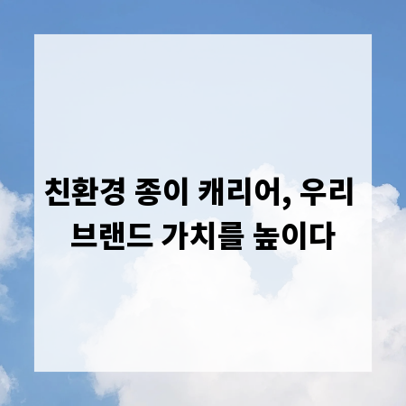 친환경 종이 캐리어, 우리 브랜드 가치를 높이다